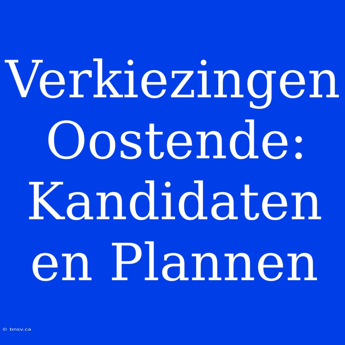 Verkiezingen Oostende: Kandidaten En Plannen