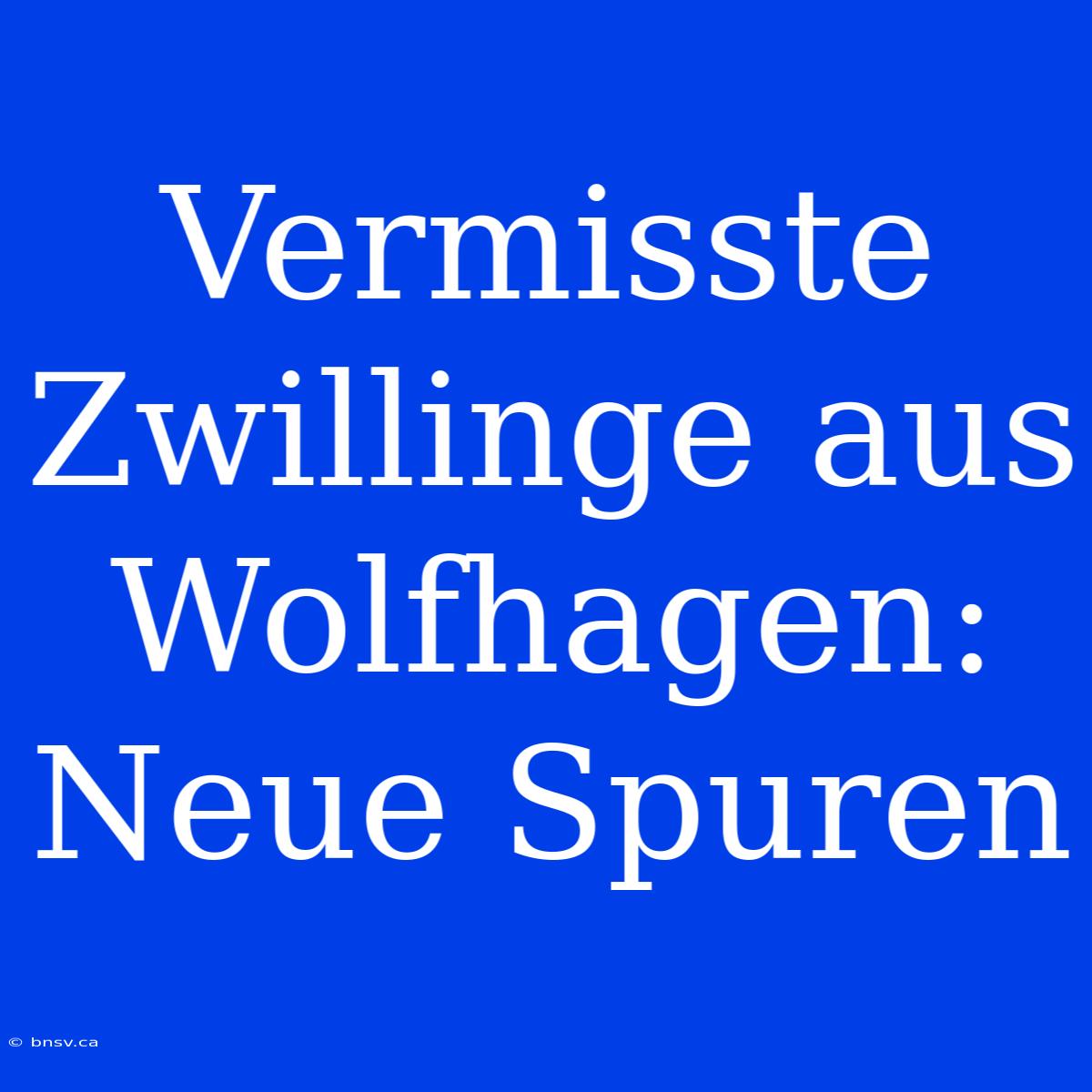 Vermisste Zwillinge Aus Wolfhagen: Neue Spuren