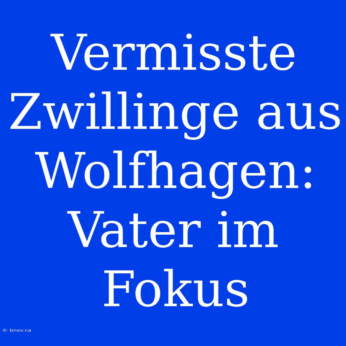 Vermisste Zwillinge Aus Wolfhagen: Vater Im Fokus