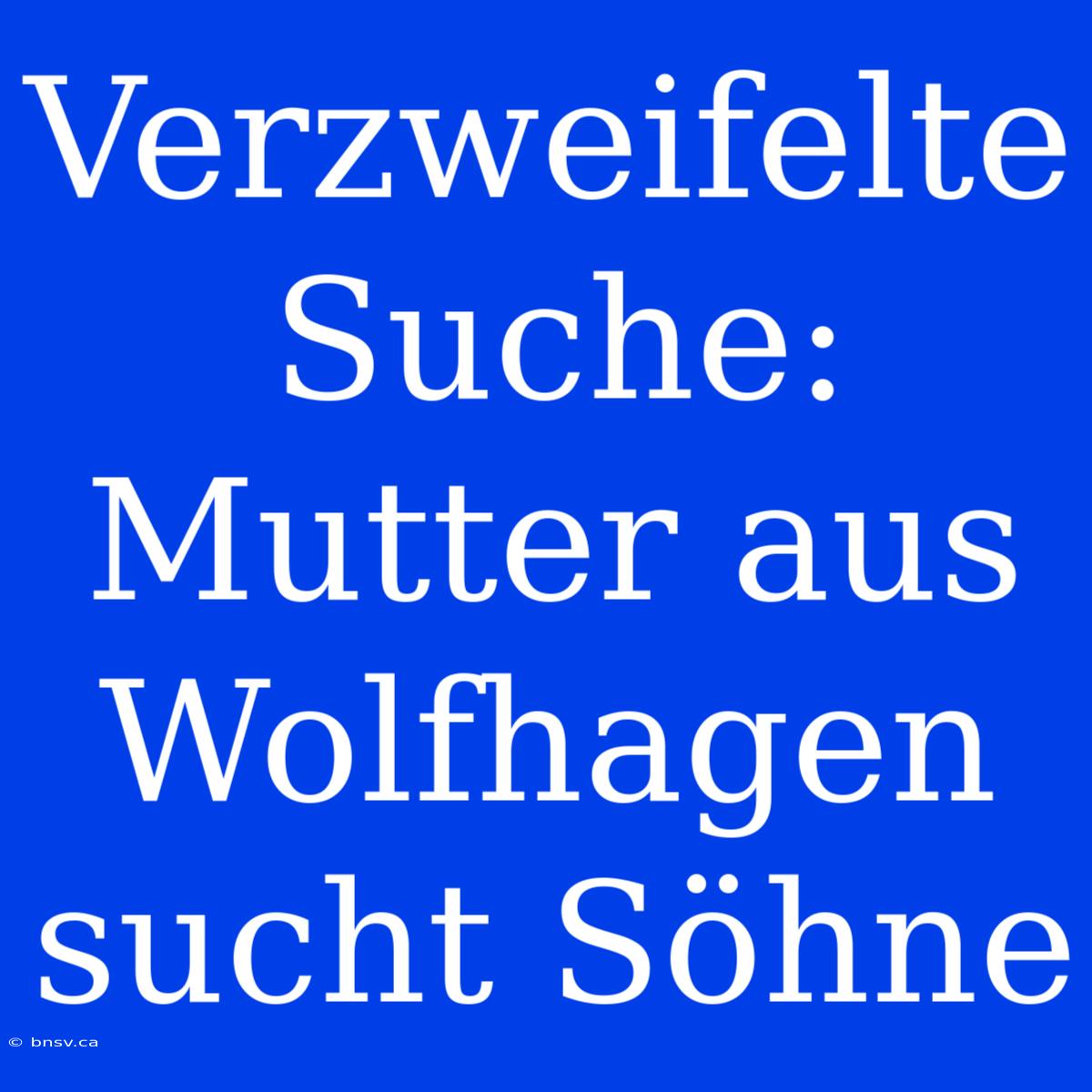 Verzweifelte Suche: Mutter Aus Wolfhagen Sucht Söhne