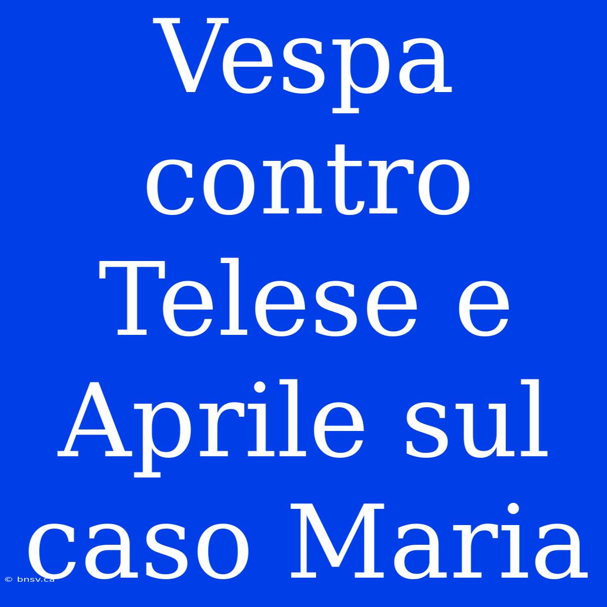 Vespa Contro Telese E Aprile Sul Caso Maria