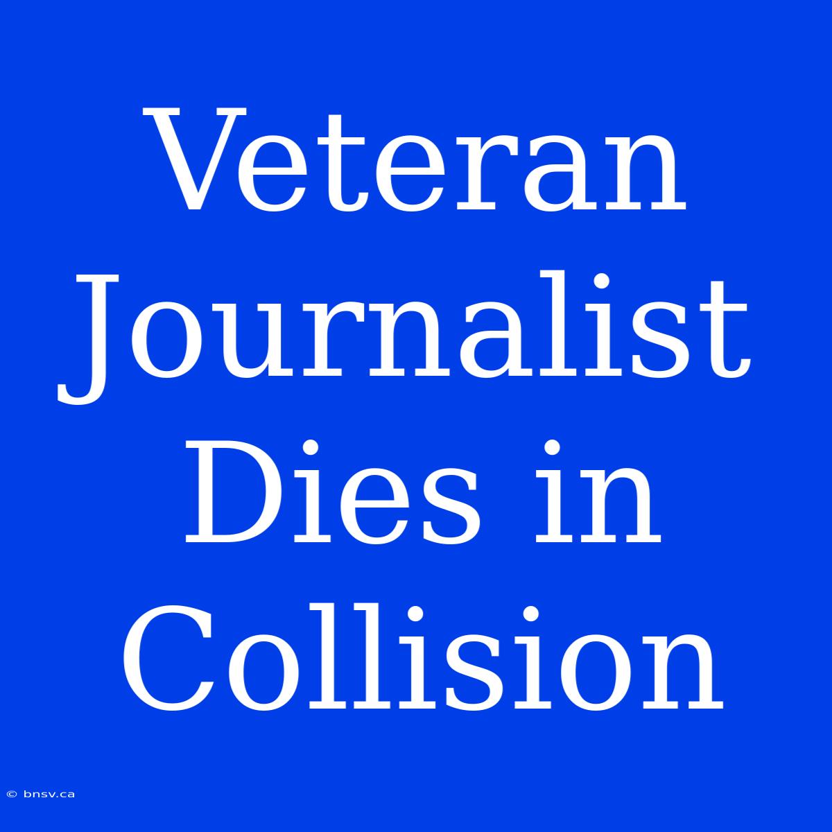 Veteran Journalist Dies In Collision