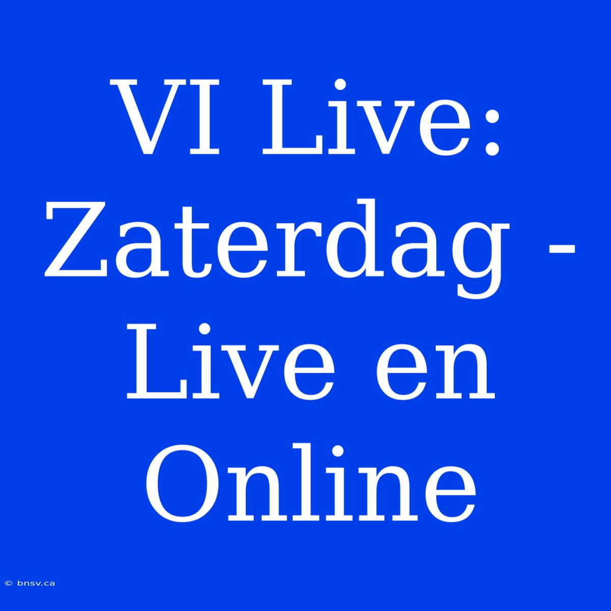 VI Live: Zaterdag - Live En Online