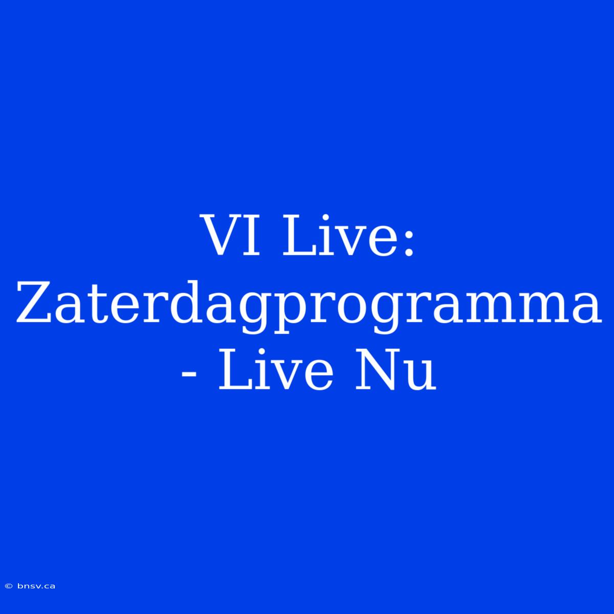 VI Live: Zaterdagprogramma - Live Nu