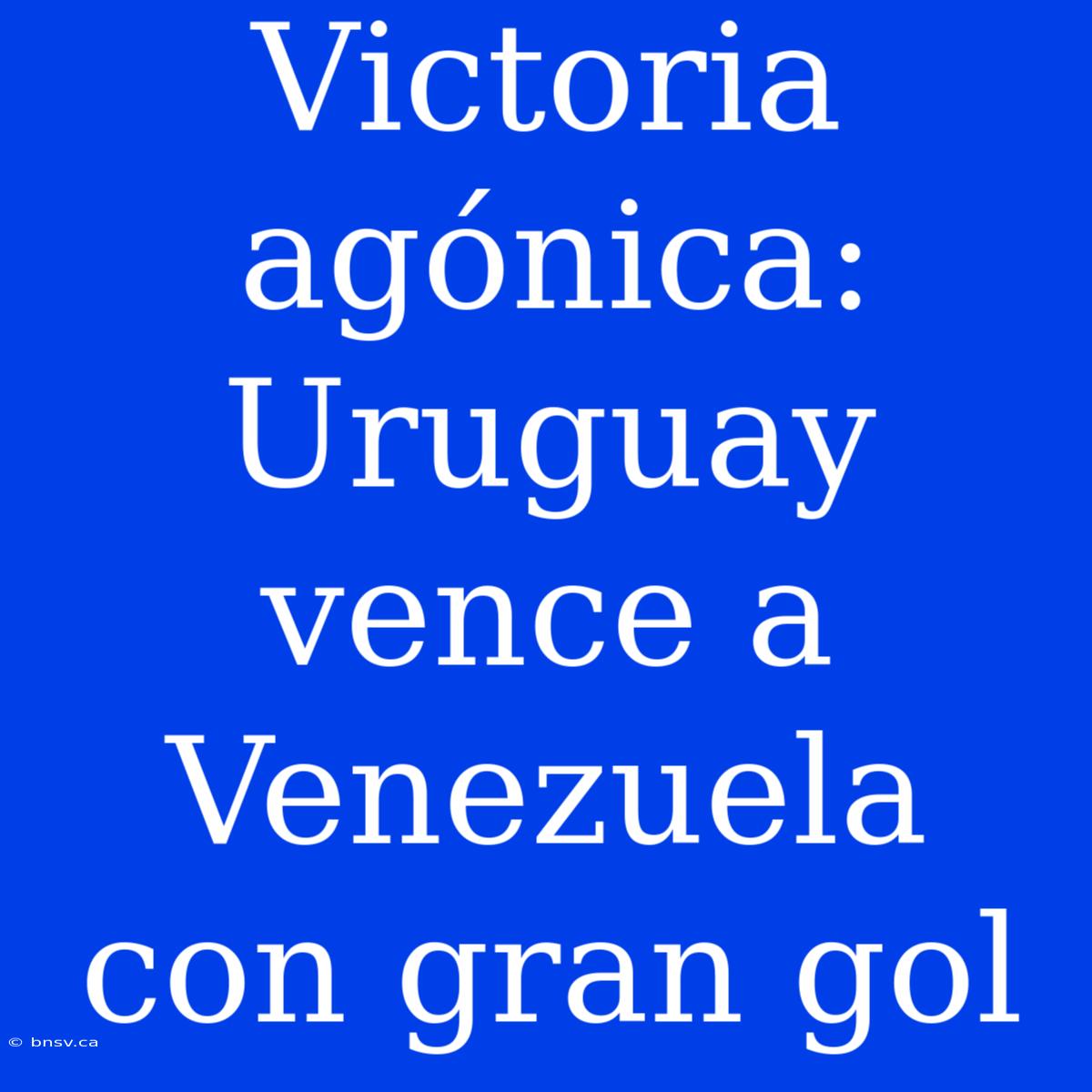 Victoria Agónica: Uruguay Vence A Venezuela Con Gran Gol