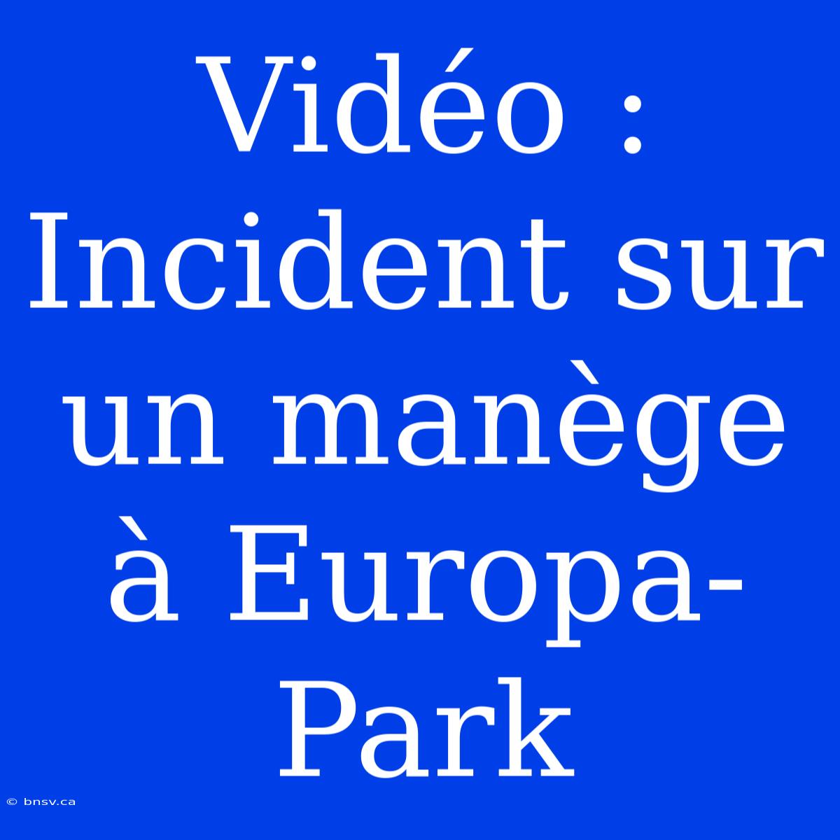 Vidéo : Incident Sur Un Manège À Europa-Park