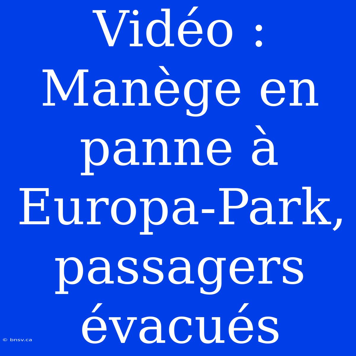 Vidéo : Manège En Panne À Europa-Park, Passagers Évacués