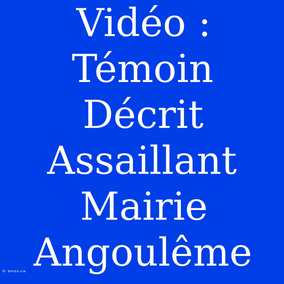 Vidéo : Témoin Décrit Assaillant Mairie Angoulême