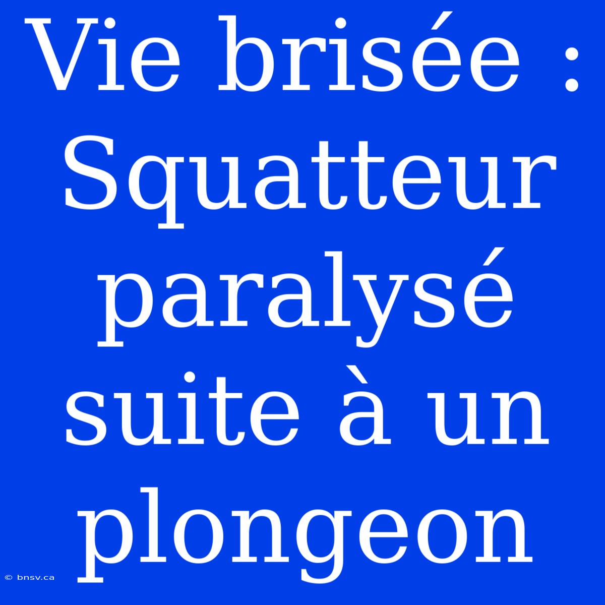 Vie Brisée : Squatteur Paralysé Suite À Un Plongeon