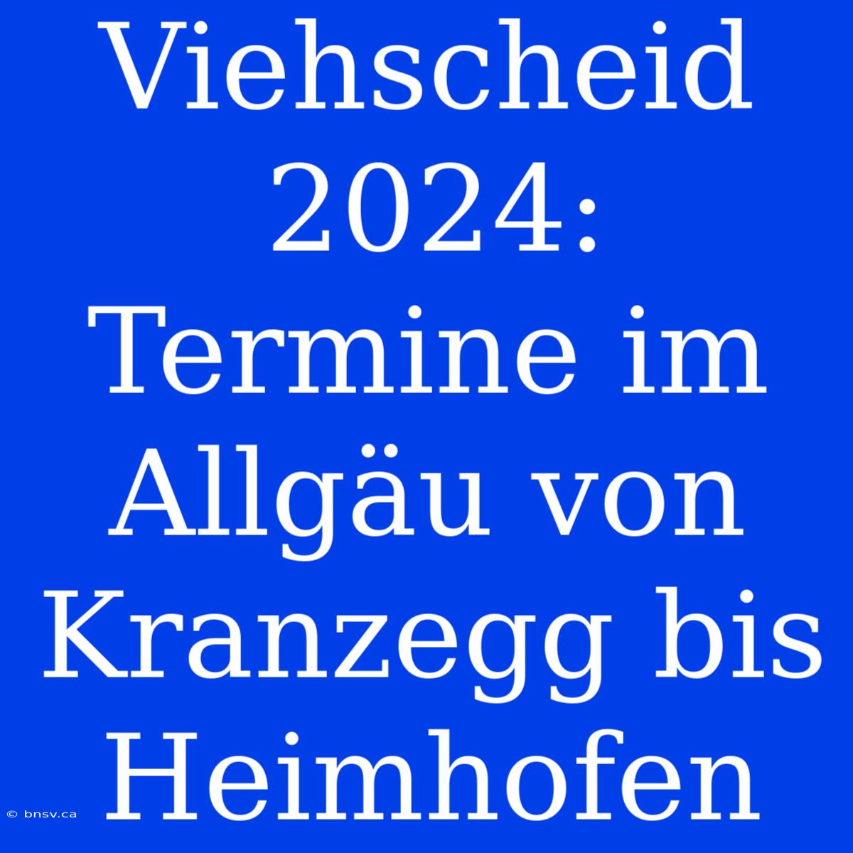 Viehscheid 2024: Termine Im Allgäu Von Kranzegg Bis Heimhofen