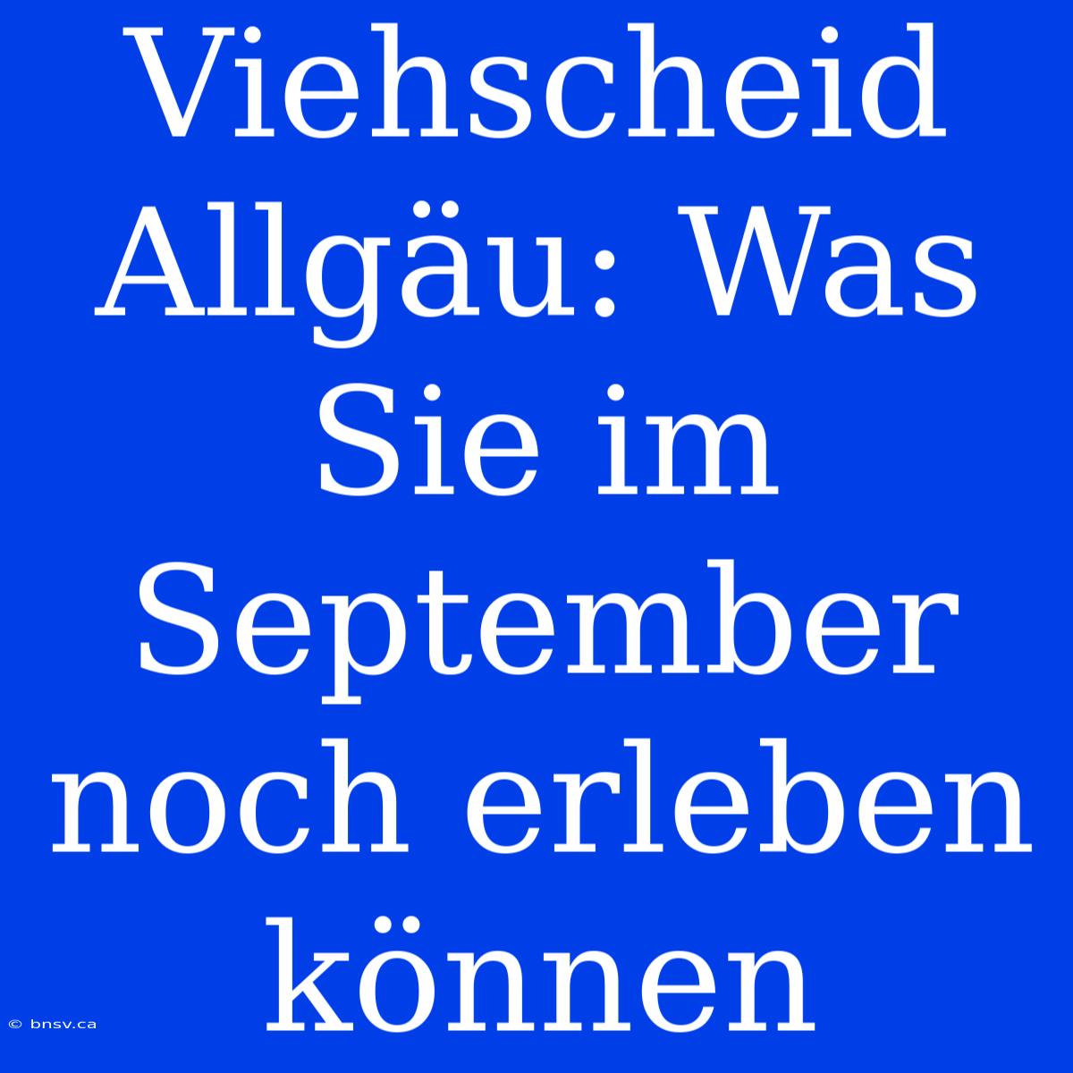 Viehscheid Allgäu: Was Sie Im September Noch Erleben Können