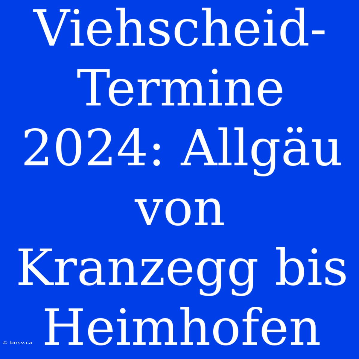 Viehscheid-Termine 2024: Allgäu Von Kranzegg Bis Heimhofen