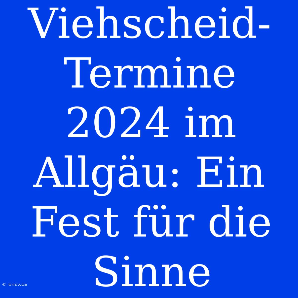 Viehscheid-Termine 2024 Im Allgäu: Ein Fest Für Die Sinne