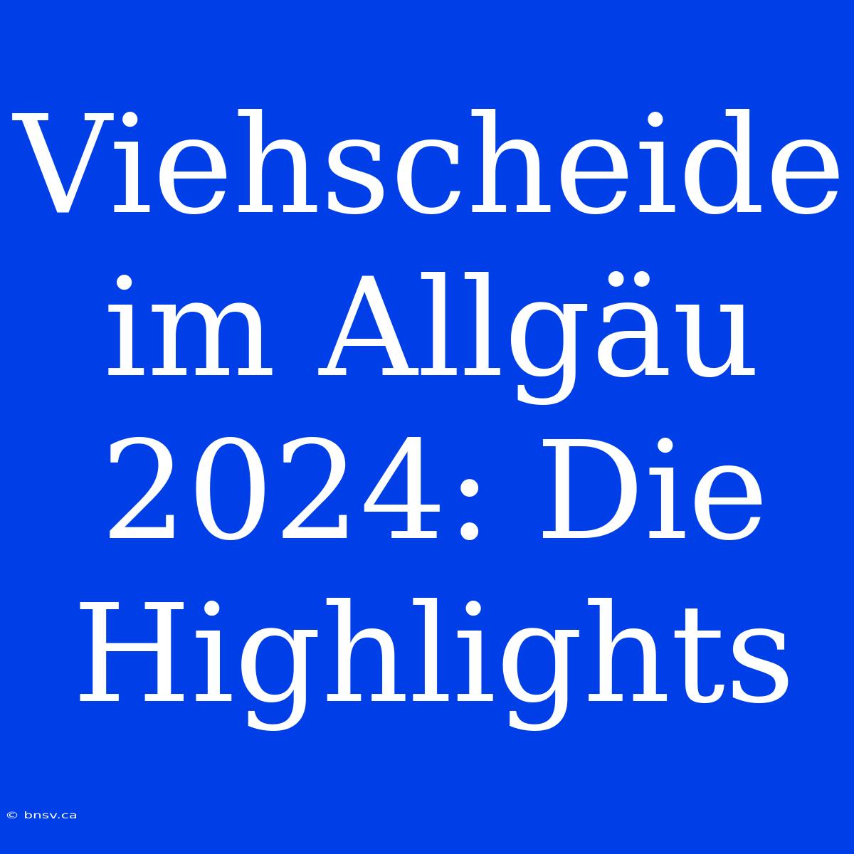 Viehscheide Im Allgäu 2024: Die Highlights