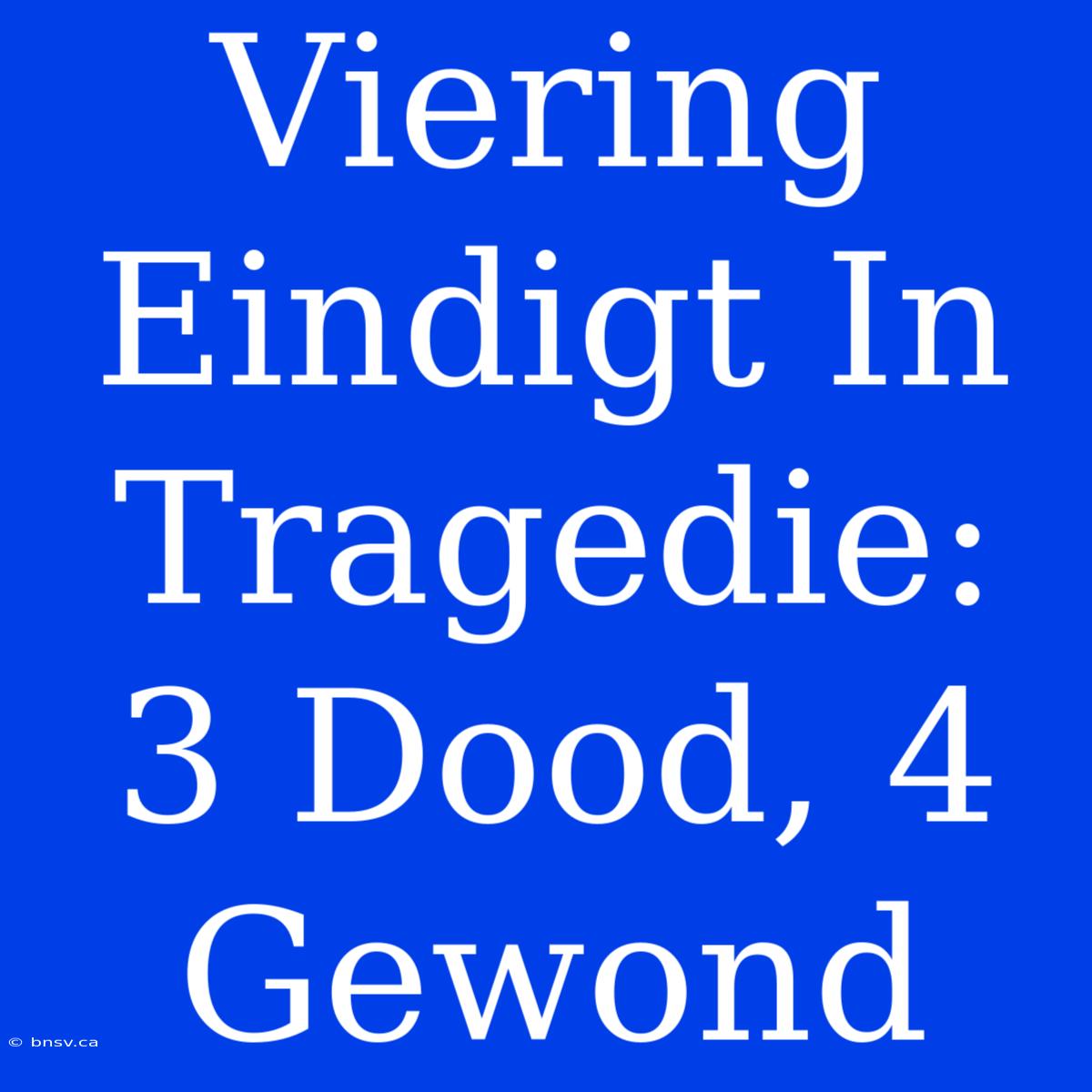 Viering Eindigt In Tragedie: 3 Dood, 4 Gewond