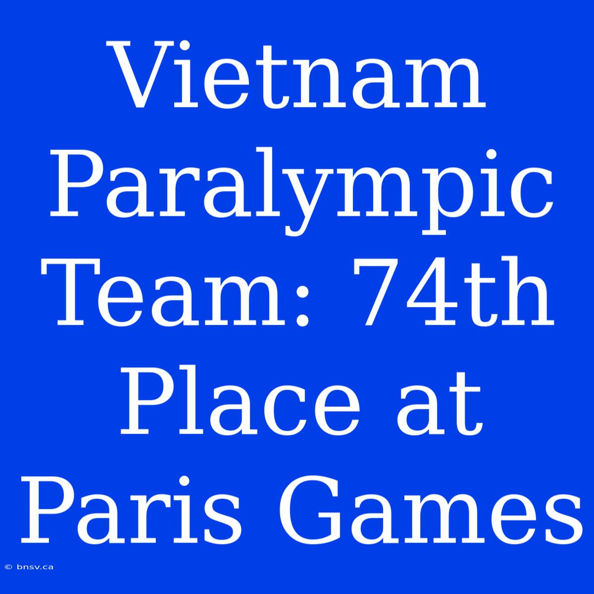 Vietnam Paralympic Team: 74th Place At Paris Games