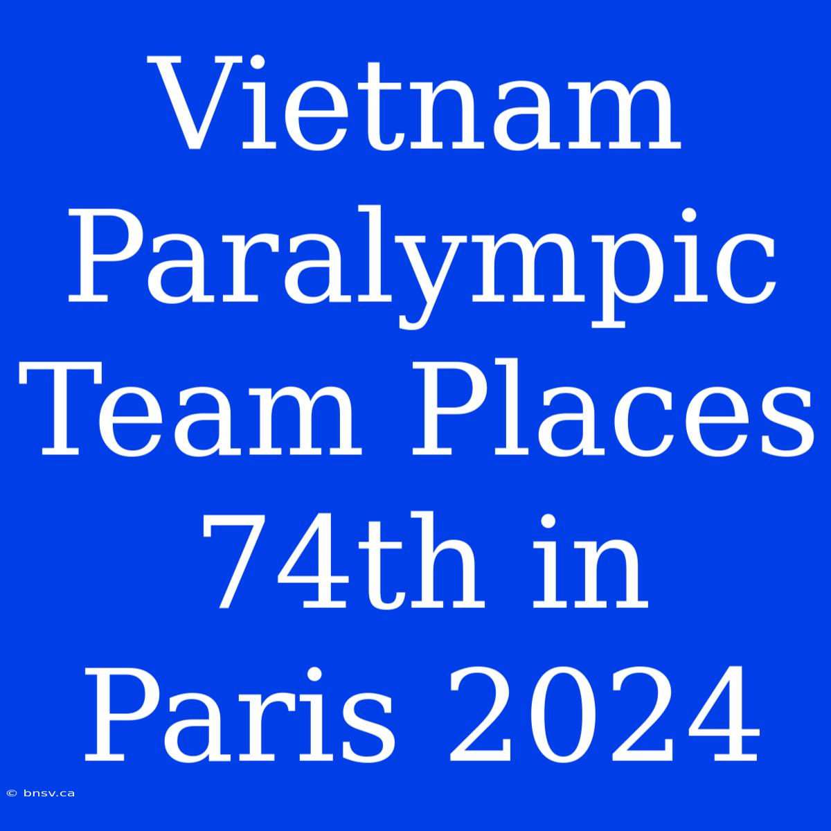 Vietnam Paralympic Team Places 74th In Paris 2024