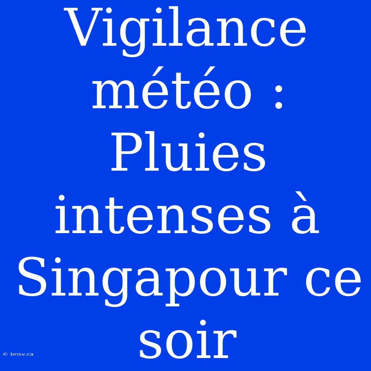 Vigilance Météo : Pluies Intenses À Singapour Ce Soir