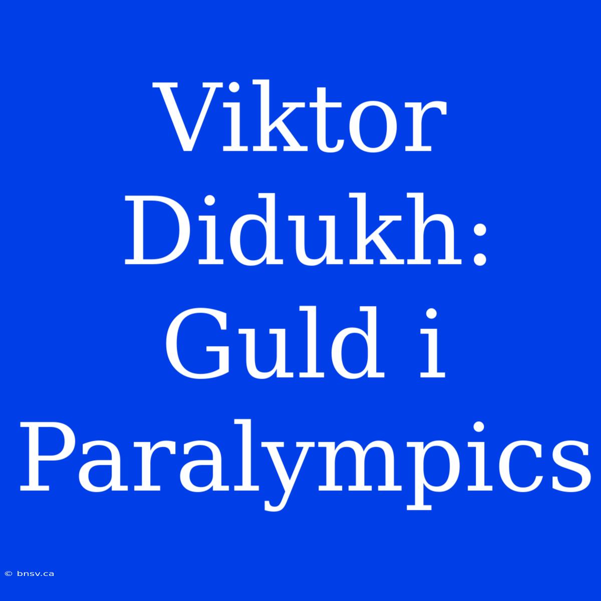 Viktor Didukh: Guld I Paralympics