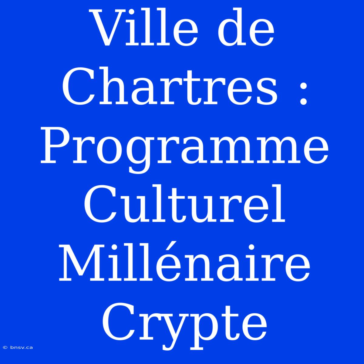 Ville De Chartres : Programme Culturel Millénaire Crypte