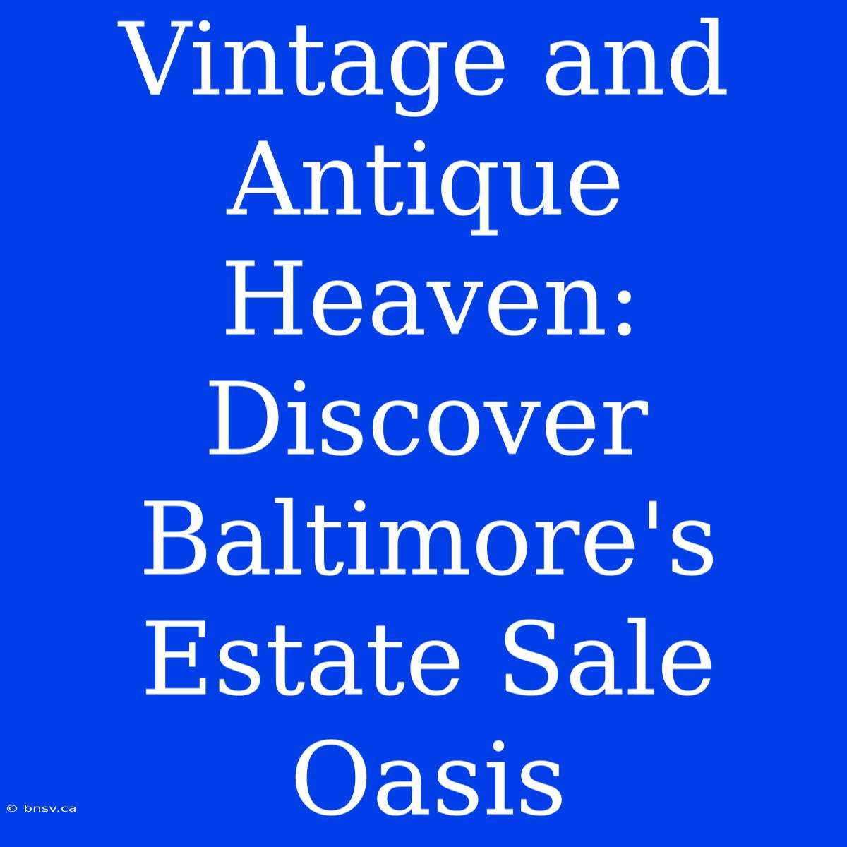 Vintage And Antique Heaven: Discover Baltimore's Estate Sale Oasis