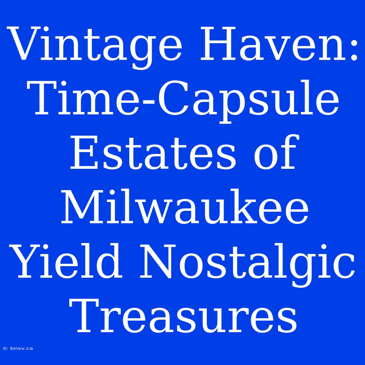 Vintage Haven: Time-Capsule Estates Of Milwaukee Yield Nostalgic Treasures