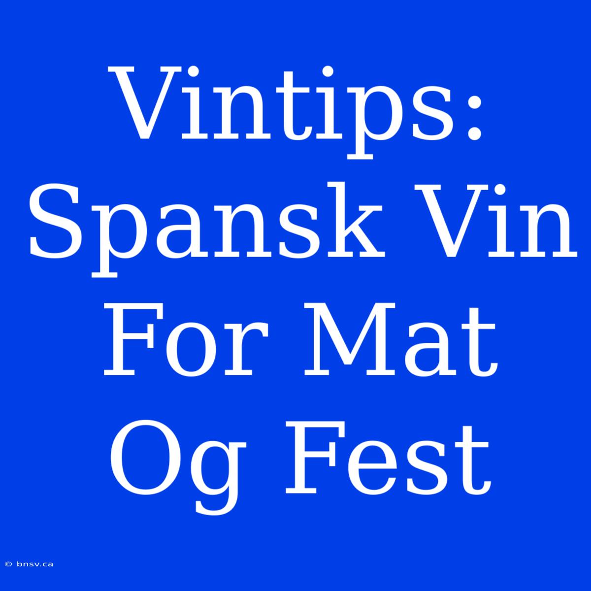 Vintips: Spansk Vin For Mat Og Fest