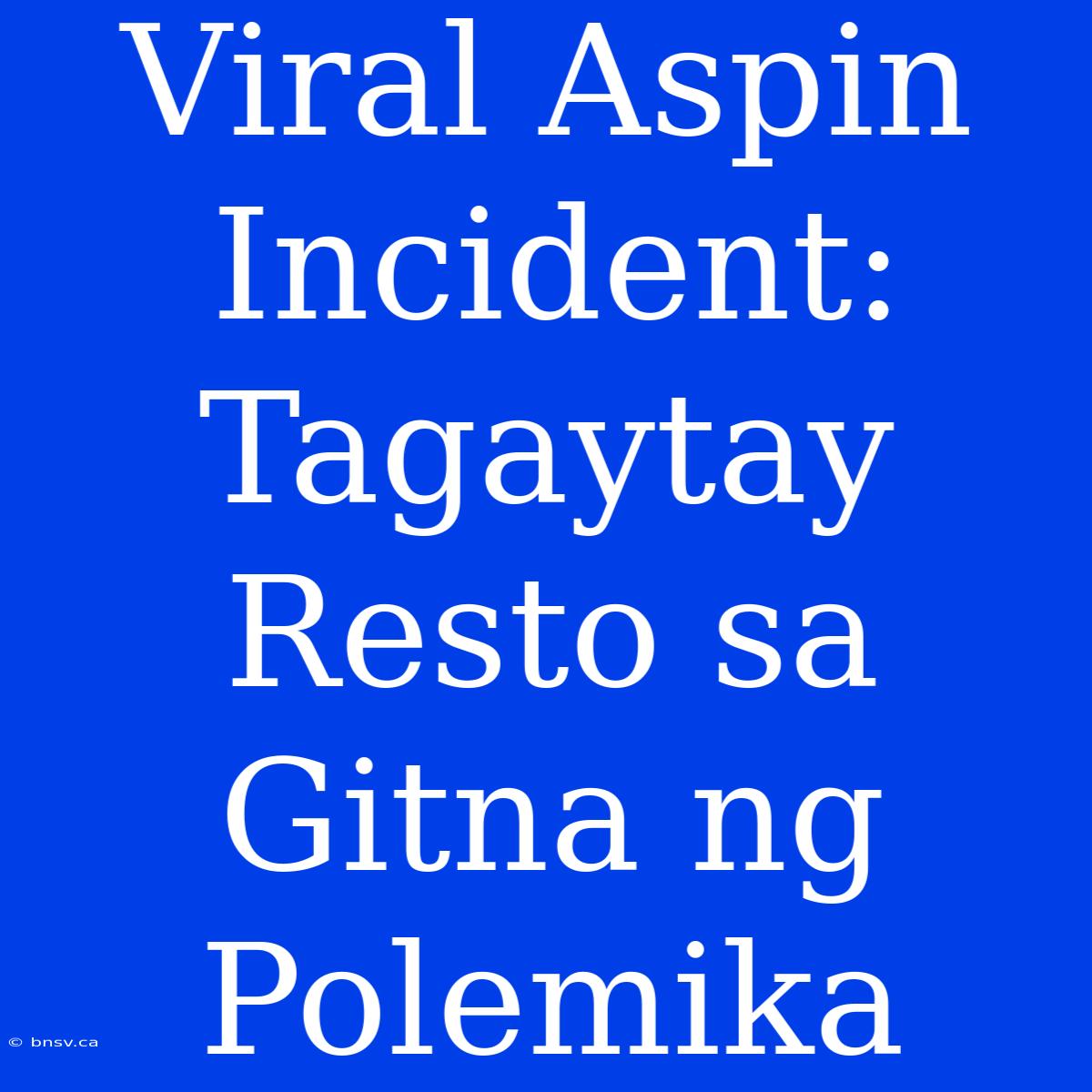 Viral Aspin Incident: Tagaytay Resto Sa Gitna Ng Polemika