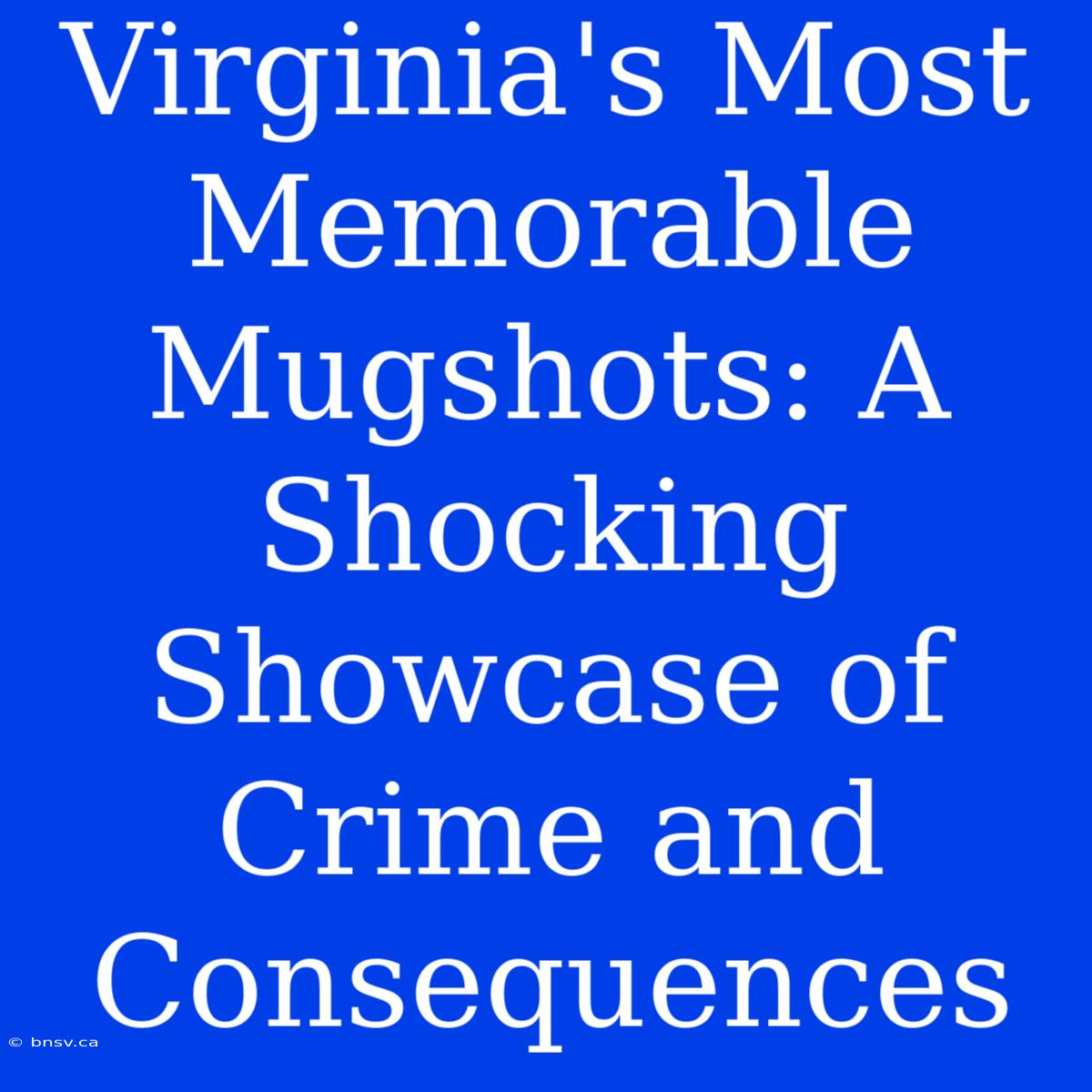 Virginia's Most Memorable Mugshots: A Shocking Showcase Of Crime And Consequences