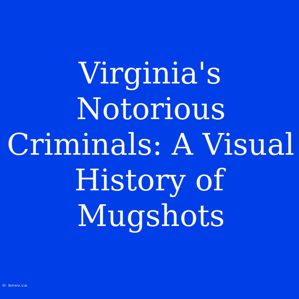 Virginia's Notorious Criminals: A Visual History Of Mugshots