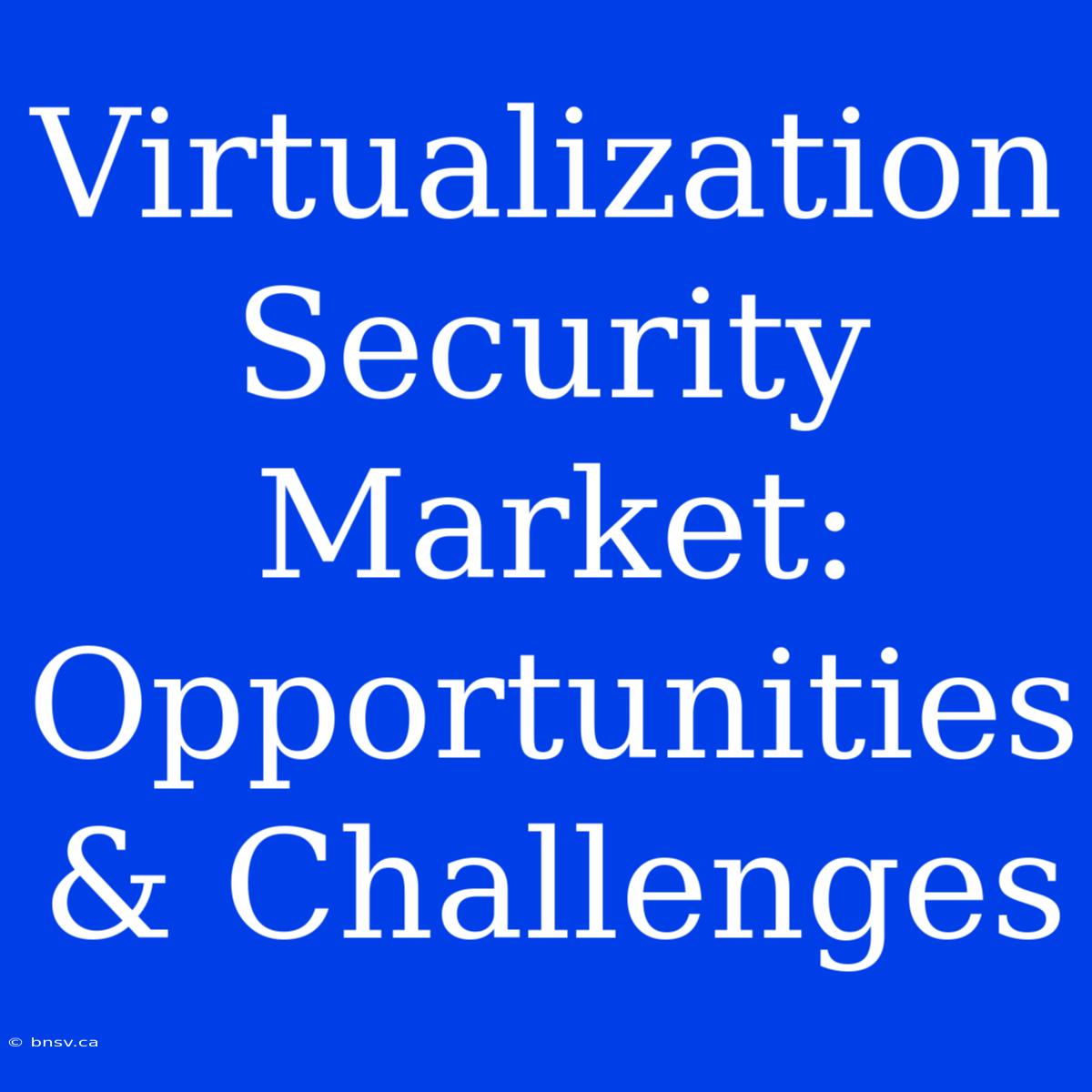 Virtualization Security Market: Opportunities & Challenges