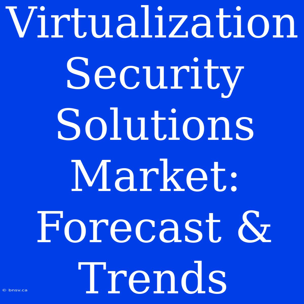 Virtualization Security Solutions Market: Forecast & Trends