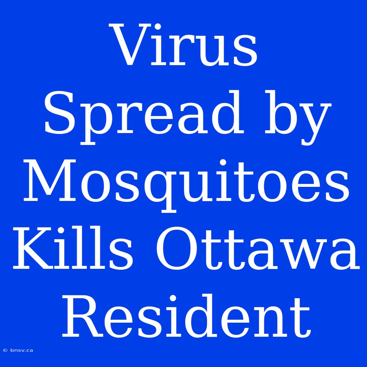 Virus Spread By Mosquitoes Kills Ottawa Resident