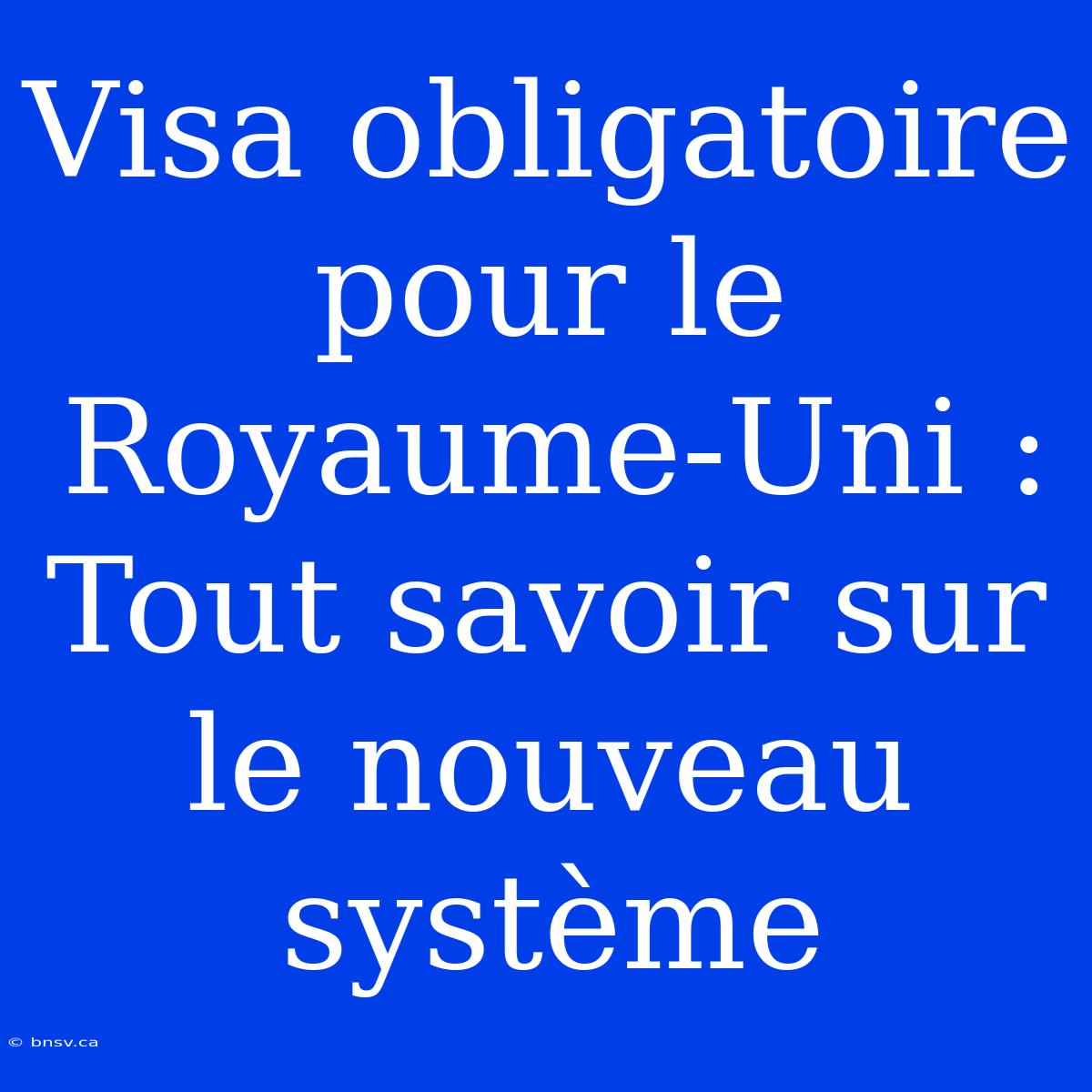 Visa Obligatoire Pour Le Royaume-Uni : Tout Savoir Sur Le Nouveau Système