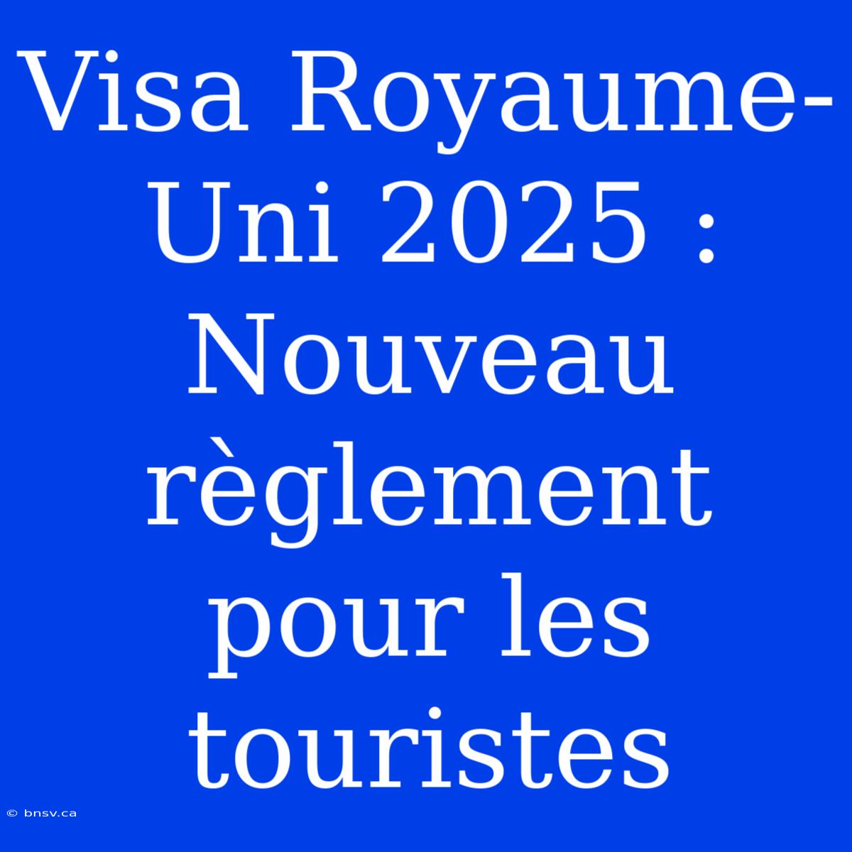 Visa Royaume-Uni 2025 : Nouveau Règlement Pour Les Touristes