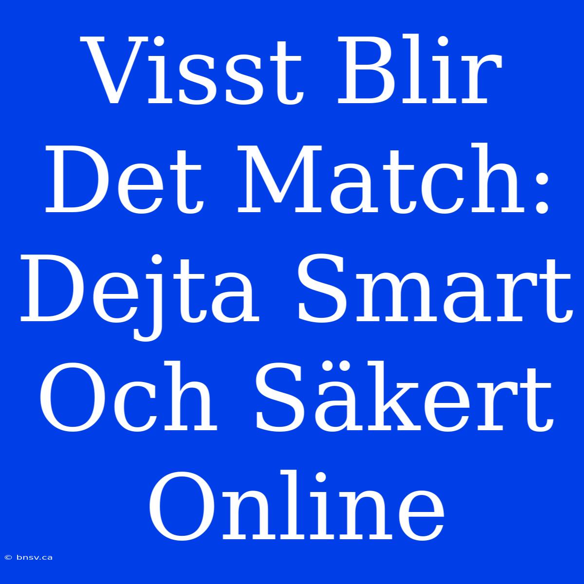 Visst Blir Det Match: Dejta Smart Och Säkert Online