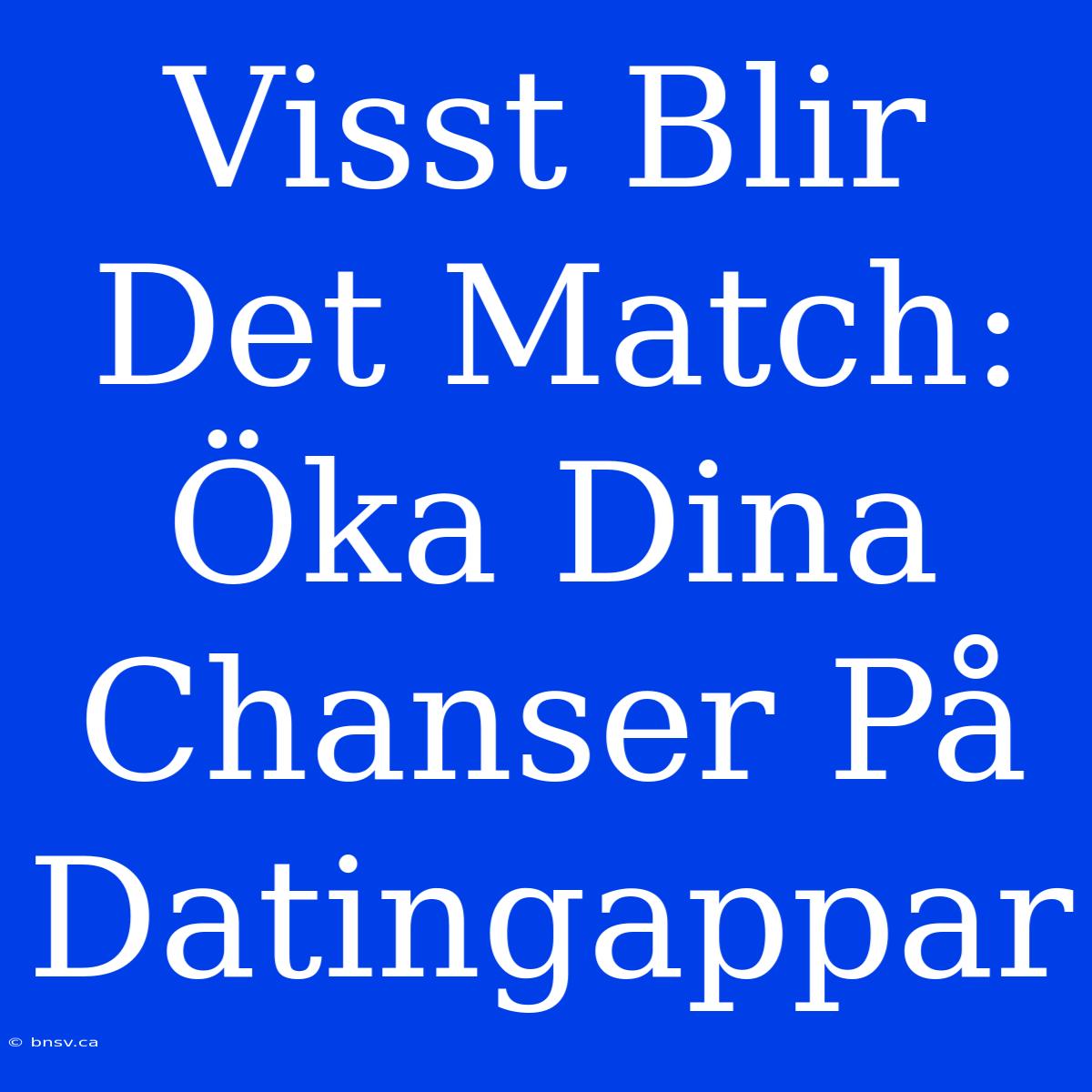 Visst Blir Det Match: Öka Dina Chanser På Datingappar