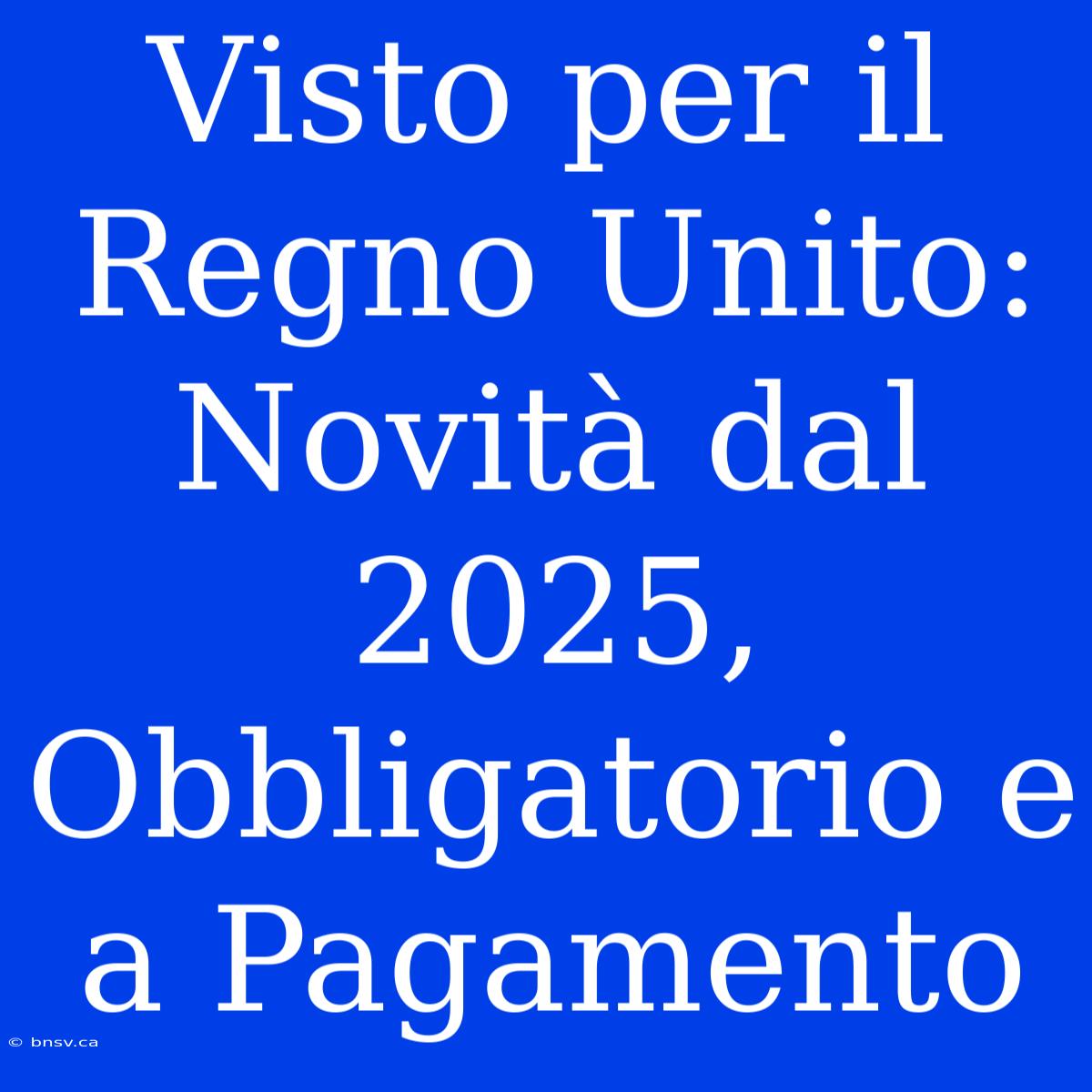 Visto Per Il Regno Unito: Novità Dal 2025, Obbligatorio E A Pagamento