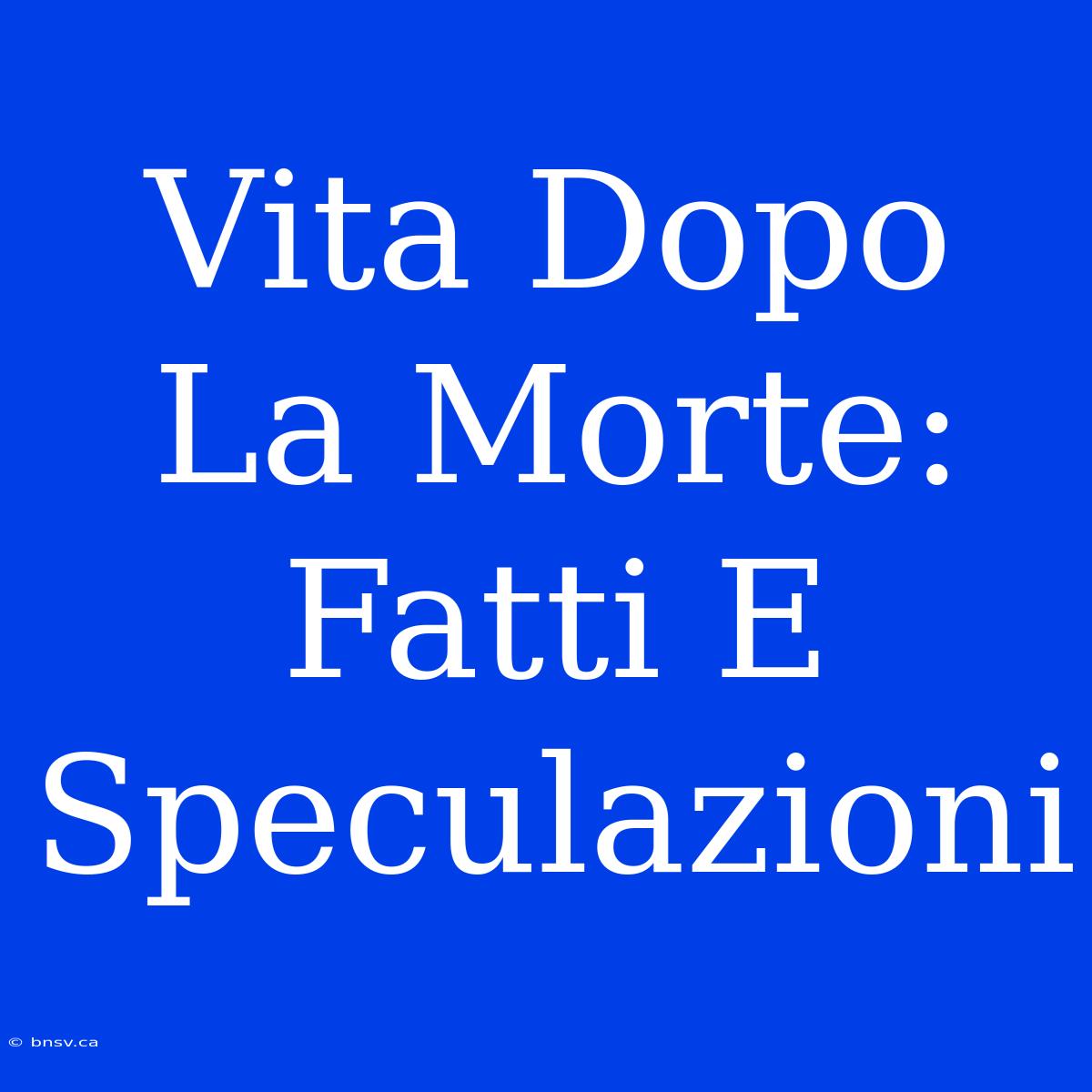 Vita Dopo La Morte: Fatti E Speculazioni