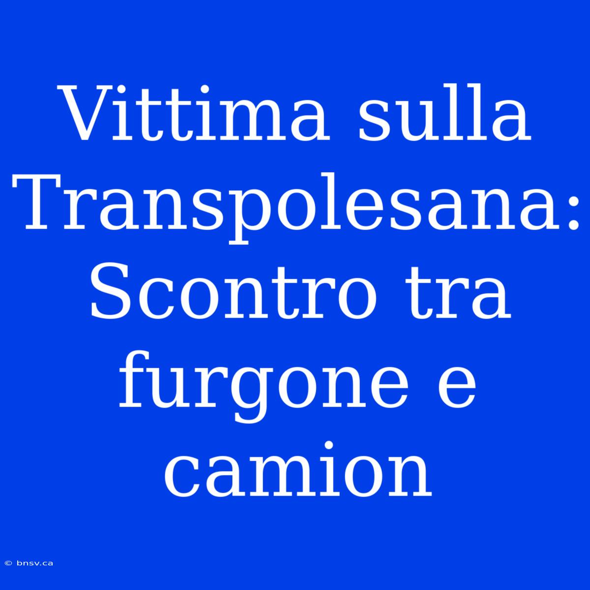 Vittima Sulla Transpolesana: Scontro Tra Furgone E Camion