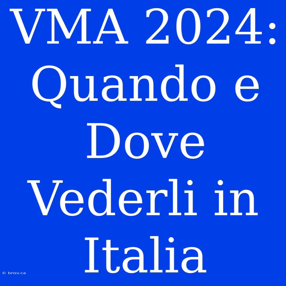 VMA 2024: Quando E Dove Vederli In Italia