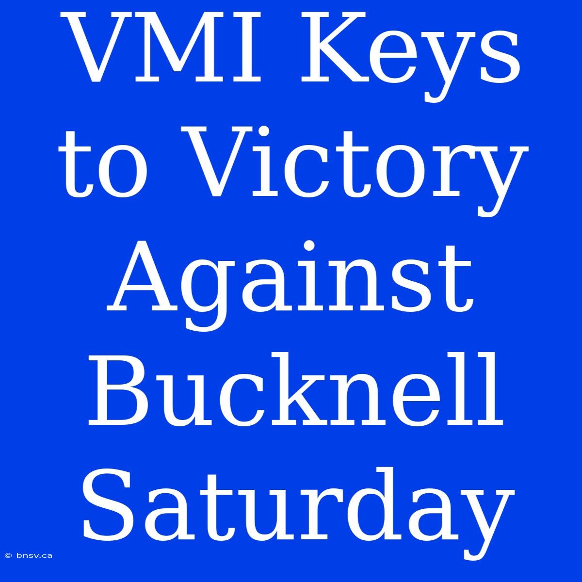 VMI Keys To Victory Against Bucknell Saturday