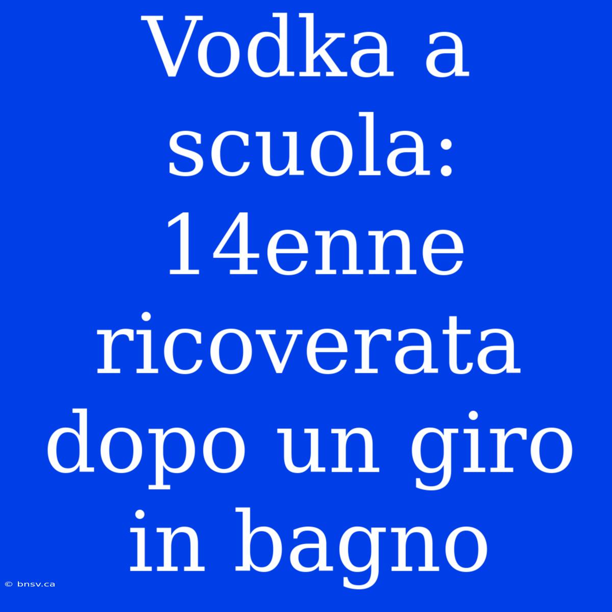 Vodka A Scuola: 14enne Ricoverata Dopo Un Giro In Bagno