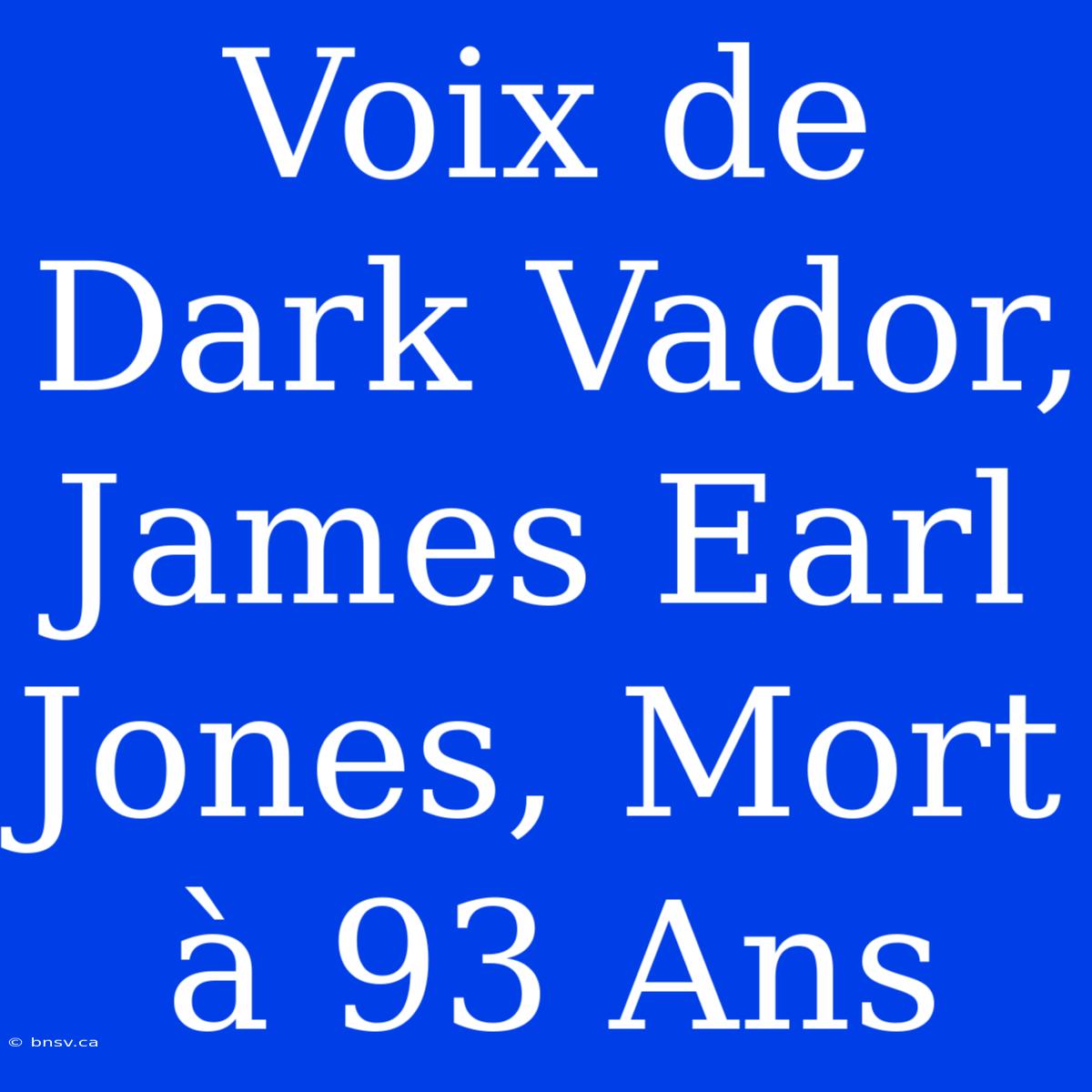 Voix De Dark Vador, James Earl Jones, Mort À 93 Ans