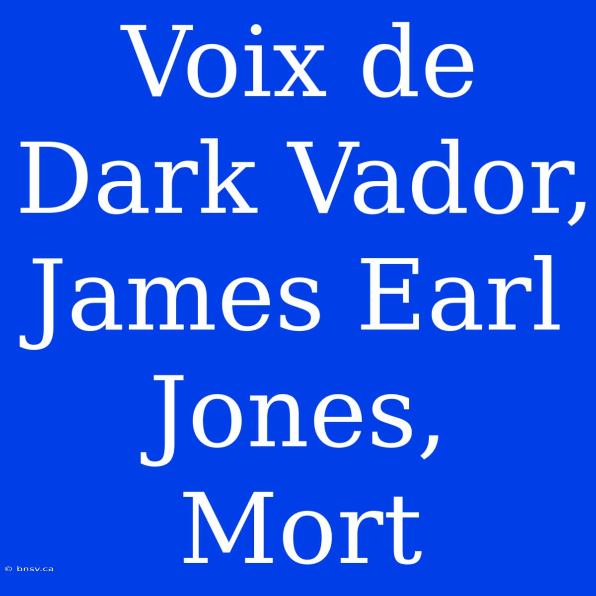 Voix De Dark Vador, James Earl Jones, Mort