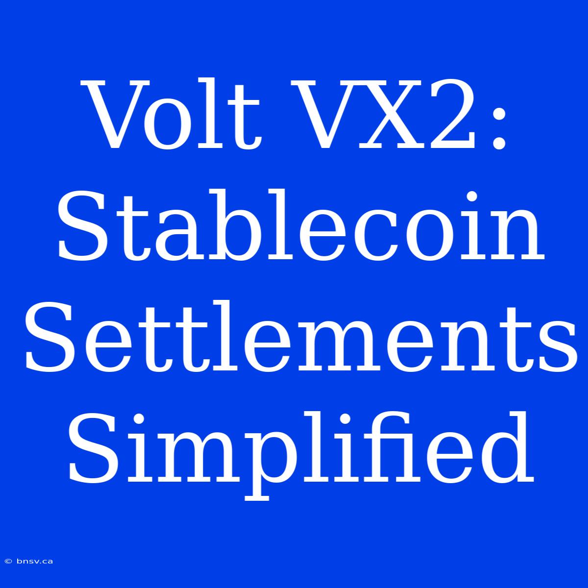 Volt VX2: Stablecoin Settlements Simplified