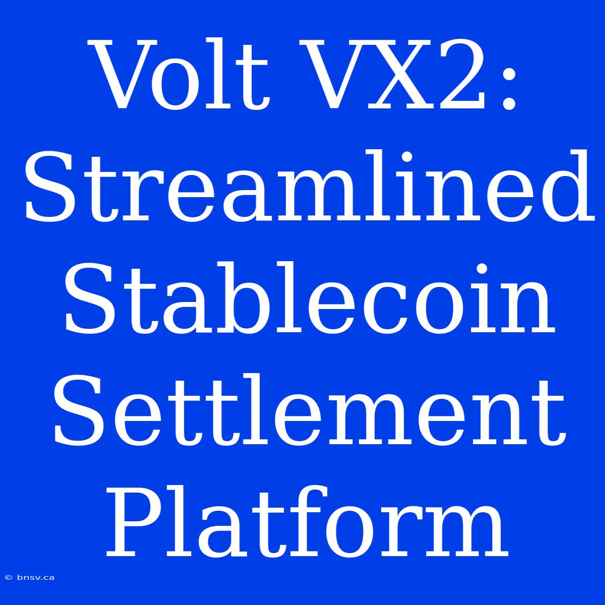 Volt VX2: Streamlined Stablecoin Settlement Platform