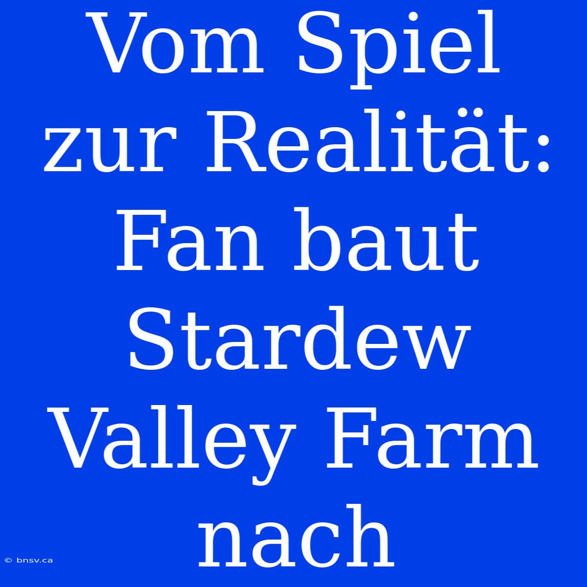 Vom Spiel Zur Realität: Fan Baut Stardew Valley Farm Nach