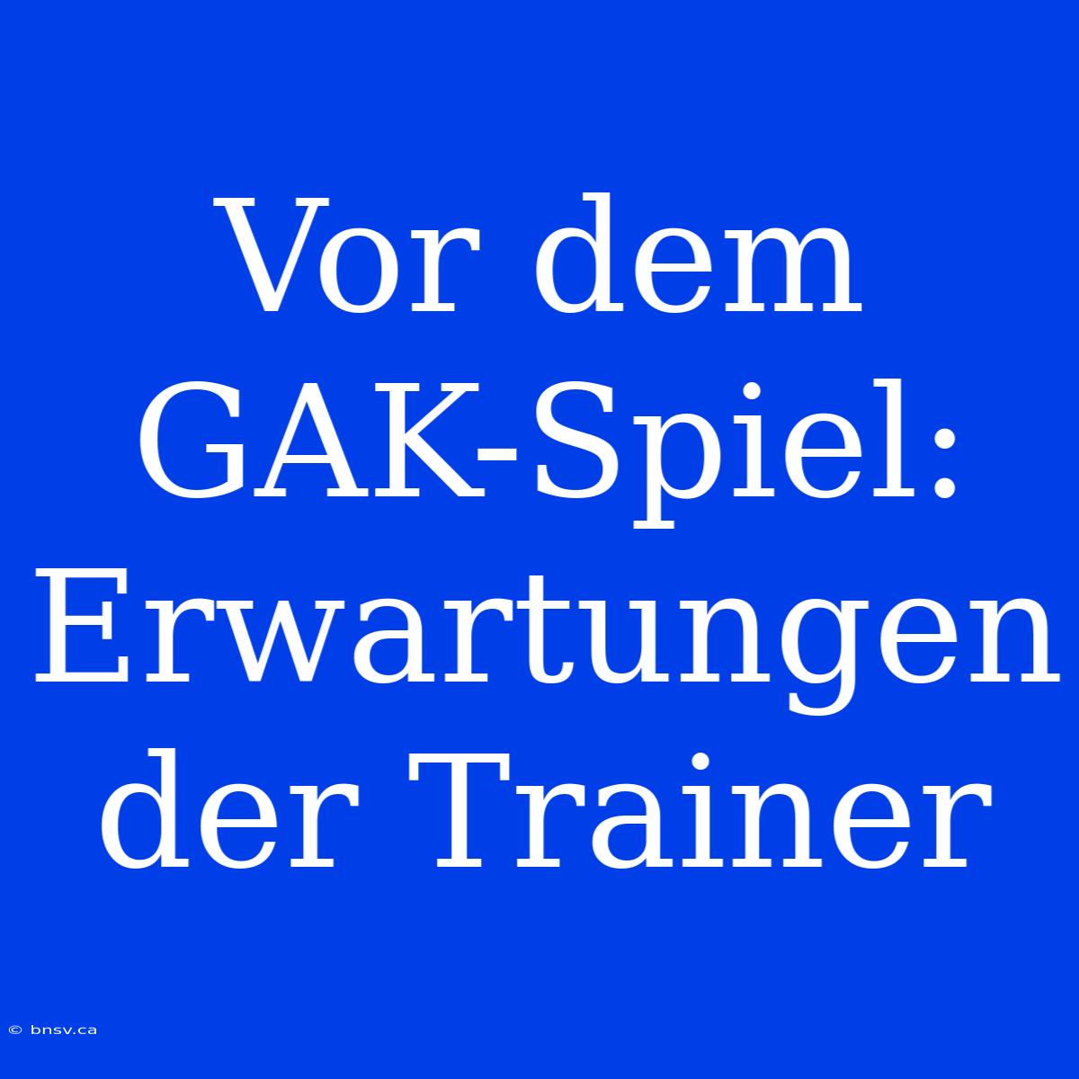 Vor Dem GAK-Spiel: Erwartungen Der Trainer