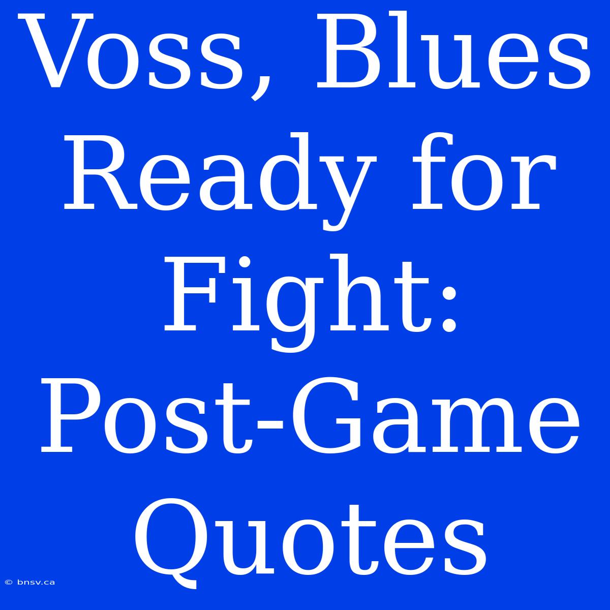 Voss, Blues Ready For Fight: Post-Game Quotes